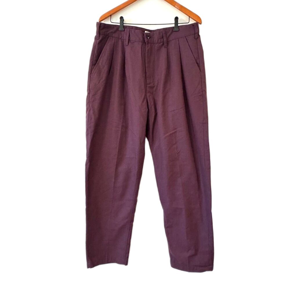 Obey Fubar Pleated Pants Men's Size 34 Plum Purple Tapered Pockets